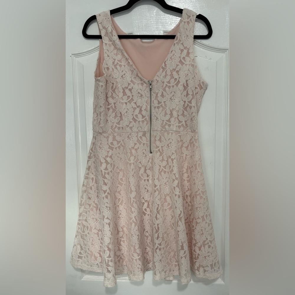 Pale Pink Dress With Lace Overlay - Picture 2 of 2